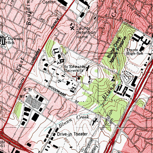 Topographic Map of Mary Moody Northern Theater, TX
