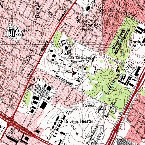Topographic Map of Moody Hall, TX