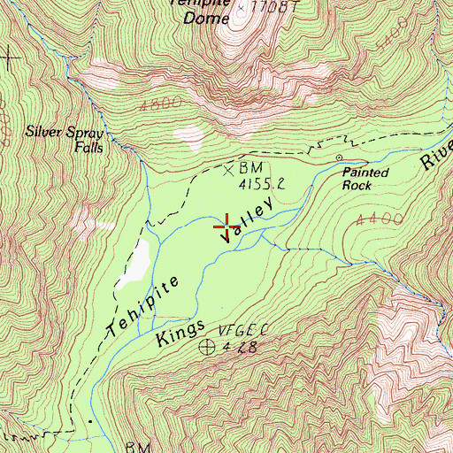 Topographic Map of Tehipite Valley, CA