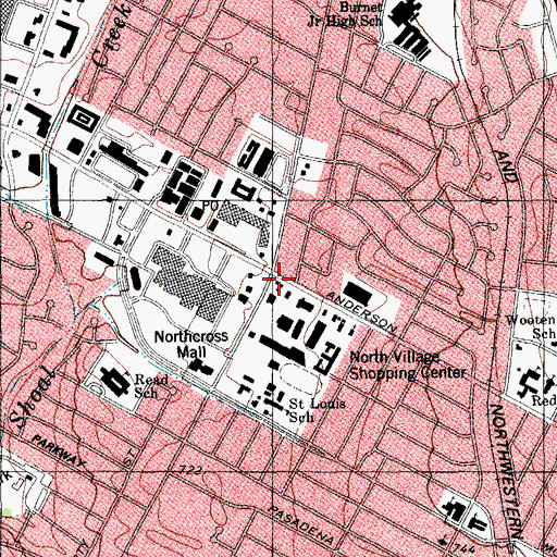 Topographic Map of North Village Branch Austin City Library, TX