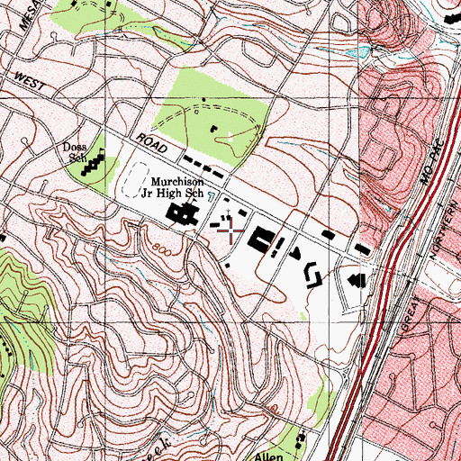 Topographic Map of Old Quarry Branch Austin City Library, TX