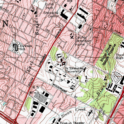 Topographic Map of Saint Joseph's Hall, TX