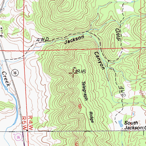 Topographic Map of Telegraph Ridge, CA