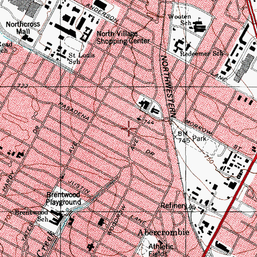 Topographic Map of Austin Bible Church, TX