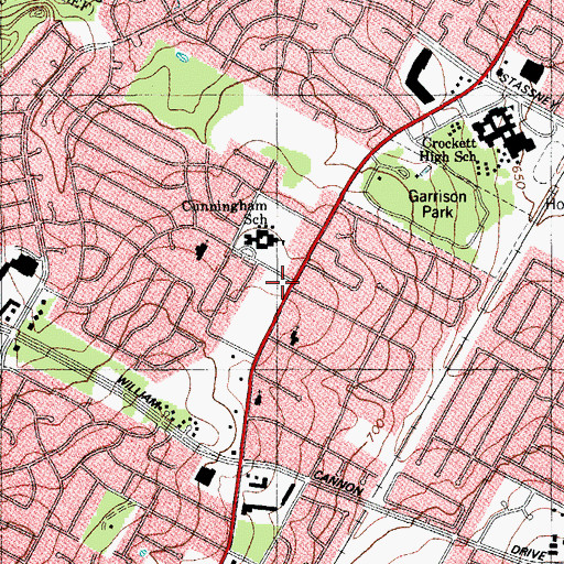 Topographic Map of Austin Evangelistic Center, TX
