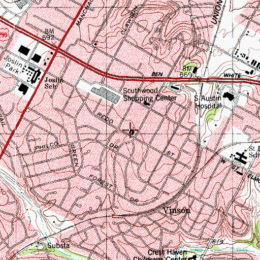 Topographic Map of Capitol City Baptist Church, TX