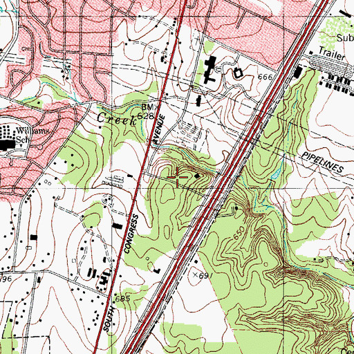 Topographic Map of Church in Austin, TX