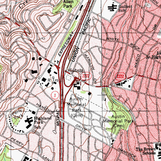 Topographic Map of Covenant Presbyterian Church, TX