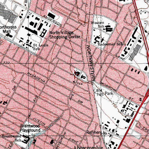 Topographic Map of Crestview Baptist Church, TX