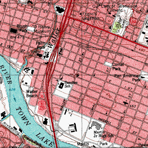 Topographic Map of El Buen Pastor Presbyterian Church, TX