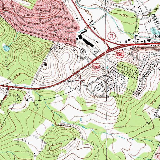 Topographic Map of First Baptist Church of Oak Hill, TX