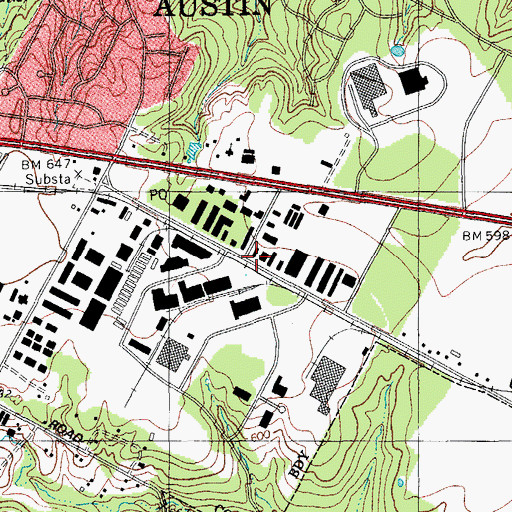 Topographic Map of Victory Out Reach Church, TX