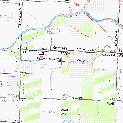 Topographic Map of Temperance Ditch, CA
