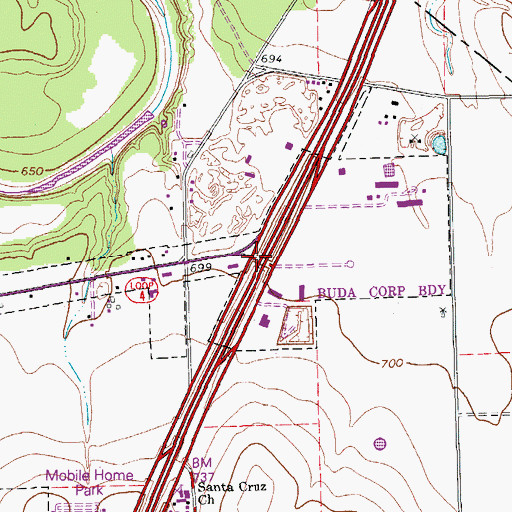 Topographic Map of Interchange 217, TX