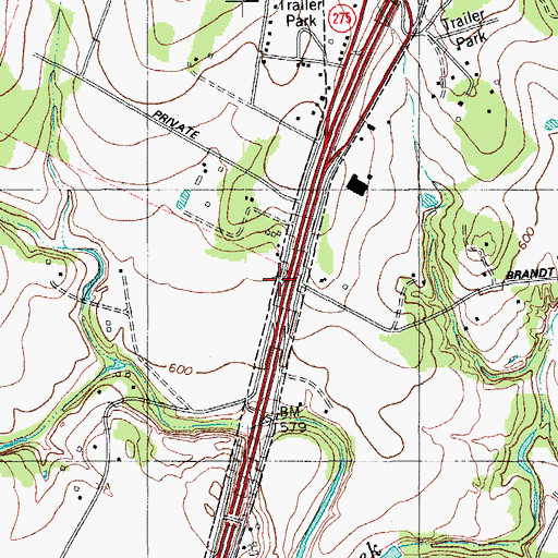 Topographic Map of Interchange 225C, TX