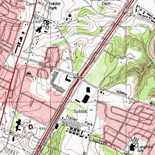 Topographic Map of Interchange 228, TX