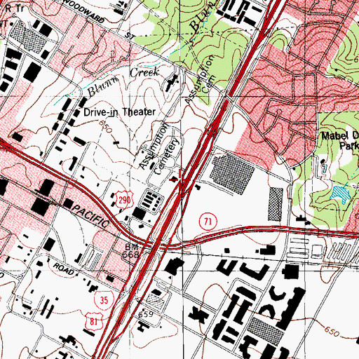 Topographic Map of Interchange 230B, TX