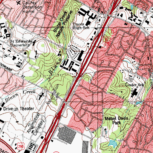 Topographic Map of Interchange 231, TX