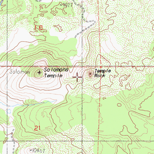 Topographic Map of Temple Rock, CA