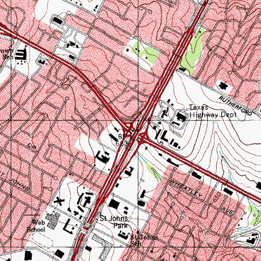 Topographic Map of Interchange 240A, TX