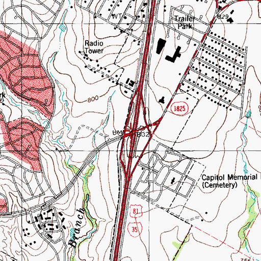 Topographic Map of Interchange 247, TX