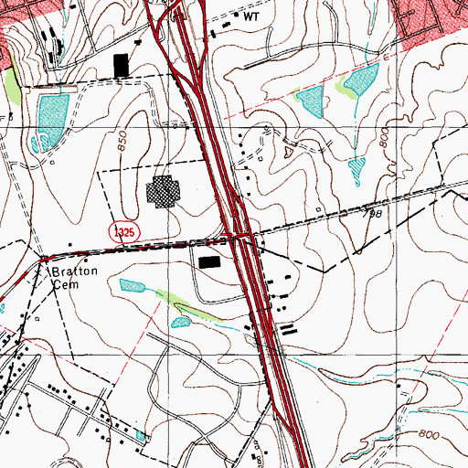 Topographic Map of Interchange 250, TX