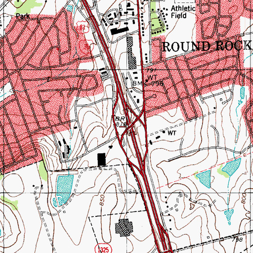 Topographic Map of Interchange 251, TX