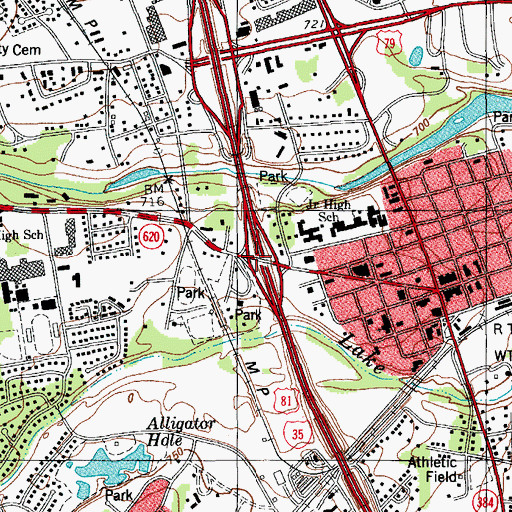 Topographic Map of Interchange 252B, TX