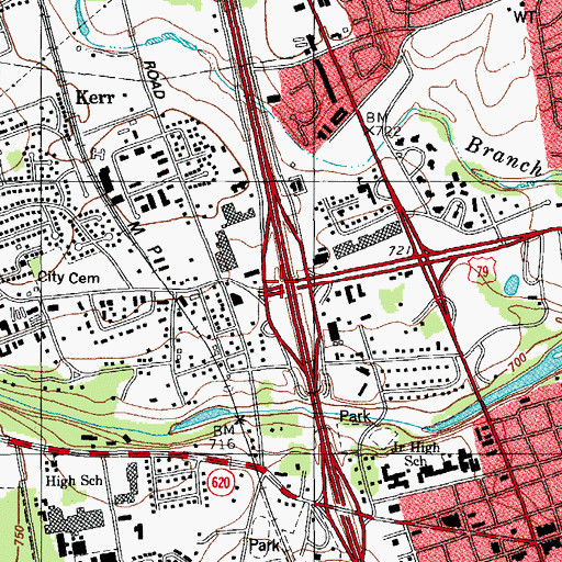 Topographic Map of Interchange 253, TX