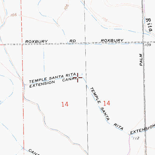 Topographic Map of Temple Santa Rita Extension Canal, CA
