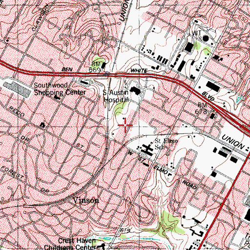 Topographic Map of Surgicare of South Austin, TX