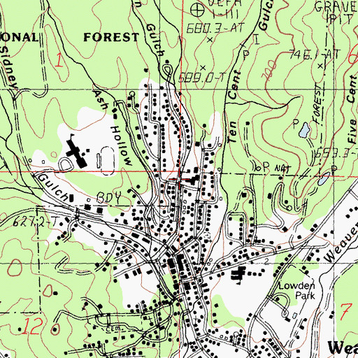 Topographic Map of Ten Cent Gulch, CA