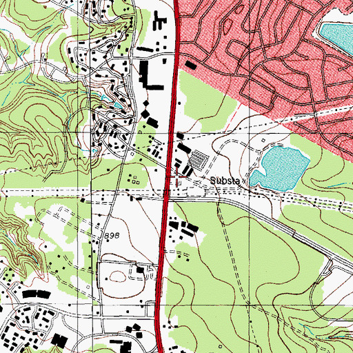 Topographic Map of Braker Lane Crossing Shopping Center, TX