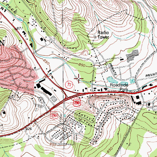 Topographic Map of Center of the Hills Shopping Center, TX
