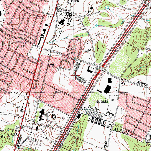 Topographic Map of Century South Shopping Center, TX