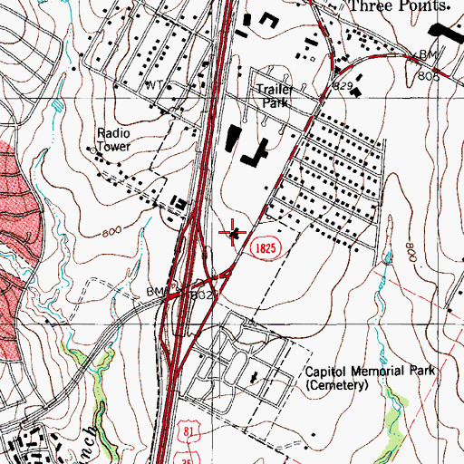 Topographic Map of Countryside Place Shopping Mall, TX