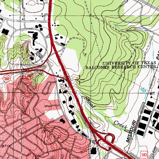 Topographic Map of Gateway Square Shopping Center, TX