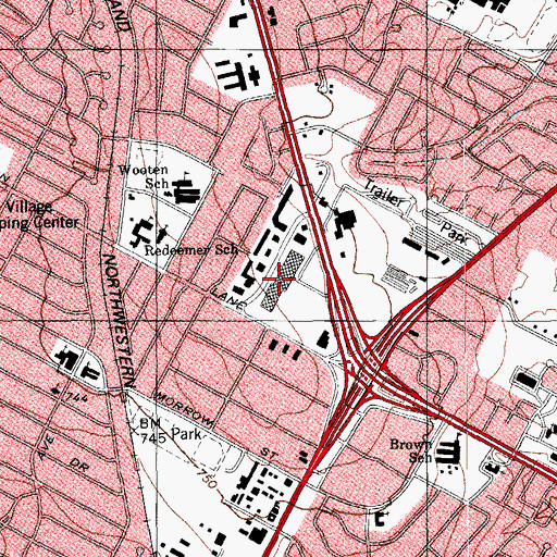 Topographic Map of La Frontera Shopping Center, TX