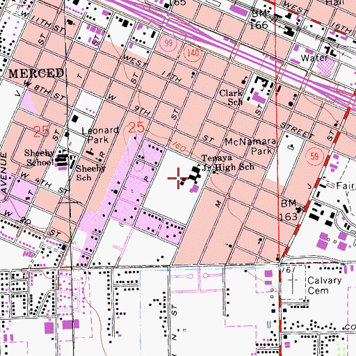 Topographic Map of Tenaya Middle School, CA