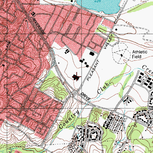 Topographic Map of Riverside Place Shopping Center, TX