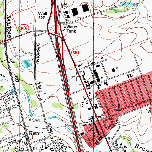 Topographic Map of Rock Creek Plaza Shopping Center, TX