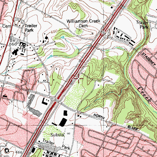 Topographic Map of South Brook Town Center Shopping Center, TX