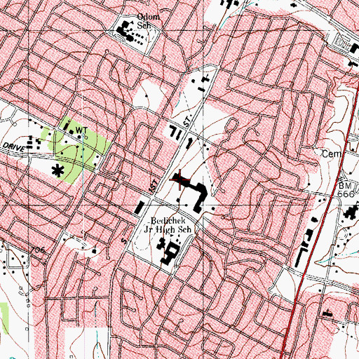 Topographic Map of Southridge Plaza Shopping Center, TX