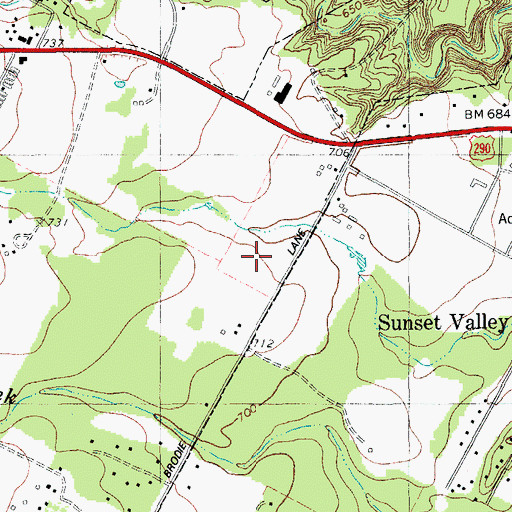 Topographic Map of Sunset Valley Marketfair Shopping Center, TX