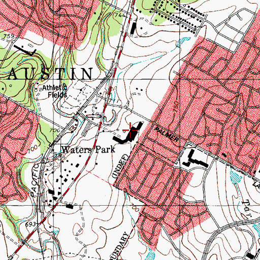 Topographic Map of The Market at Parmer Lane Shopping Center, TX