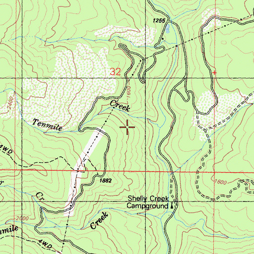 Topographic Map of Tenmile Creek, CA