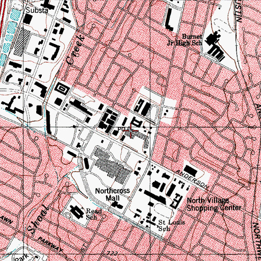 Topographic Map of West Anderson Plaza Shopping Center, TX