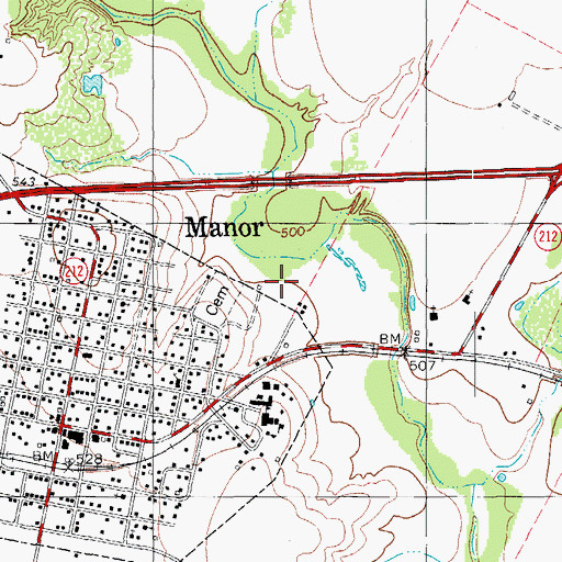 Topographic Map of Wilbarger Creek Wastewater Treatment Plant, TX