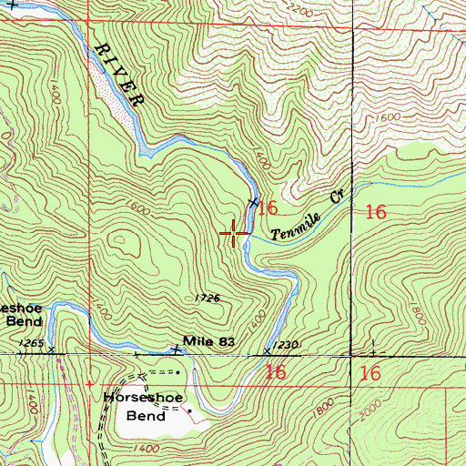 Topographic Map of Tenmile Creek, CA