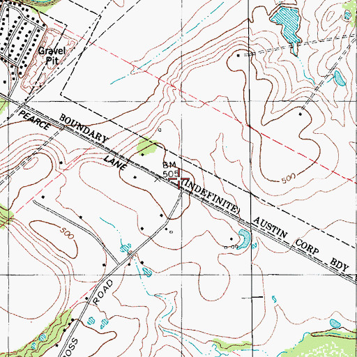 Topographic Map of Del Valle Junior High School, TX